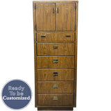 20.25" Unfinished 6 Drawer 2 Door Drexel Vintage Tallboy #08783