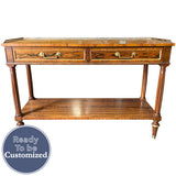 46" Unfinished 2 Drawer Baker Vintage Console #08806
