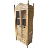 37" Unfinished 2 Door 2 Drawer Century Vintage Bamboo Style Hutch #08810