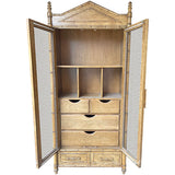 37" Unfinished 2 Door 2 Drawer Century Vintage Bamboo Style Hutch #08810
