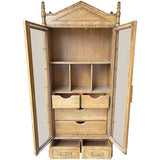 37" Unfinished 2 Door 2 Drawer Century Vintage Bamboo Style Hutch #08810